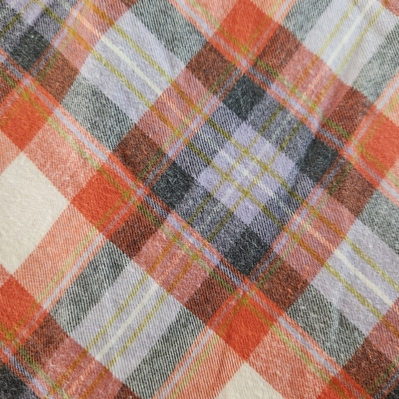 FREE PEOPLE PLAID RUFFLE 100% COTTON LINED SKIRT ORANGE GRAY WHITE SIZE 0 EUC - Picture 3 of 11